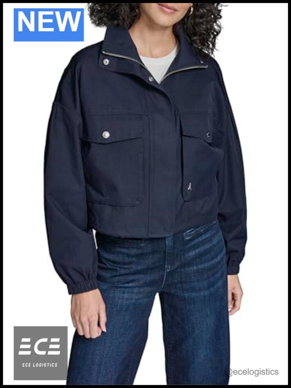 Womens Cropped Drop Sleeve Bomber Jacket Long Sleeve Casual Layer